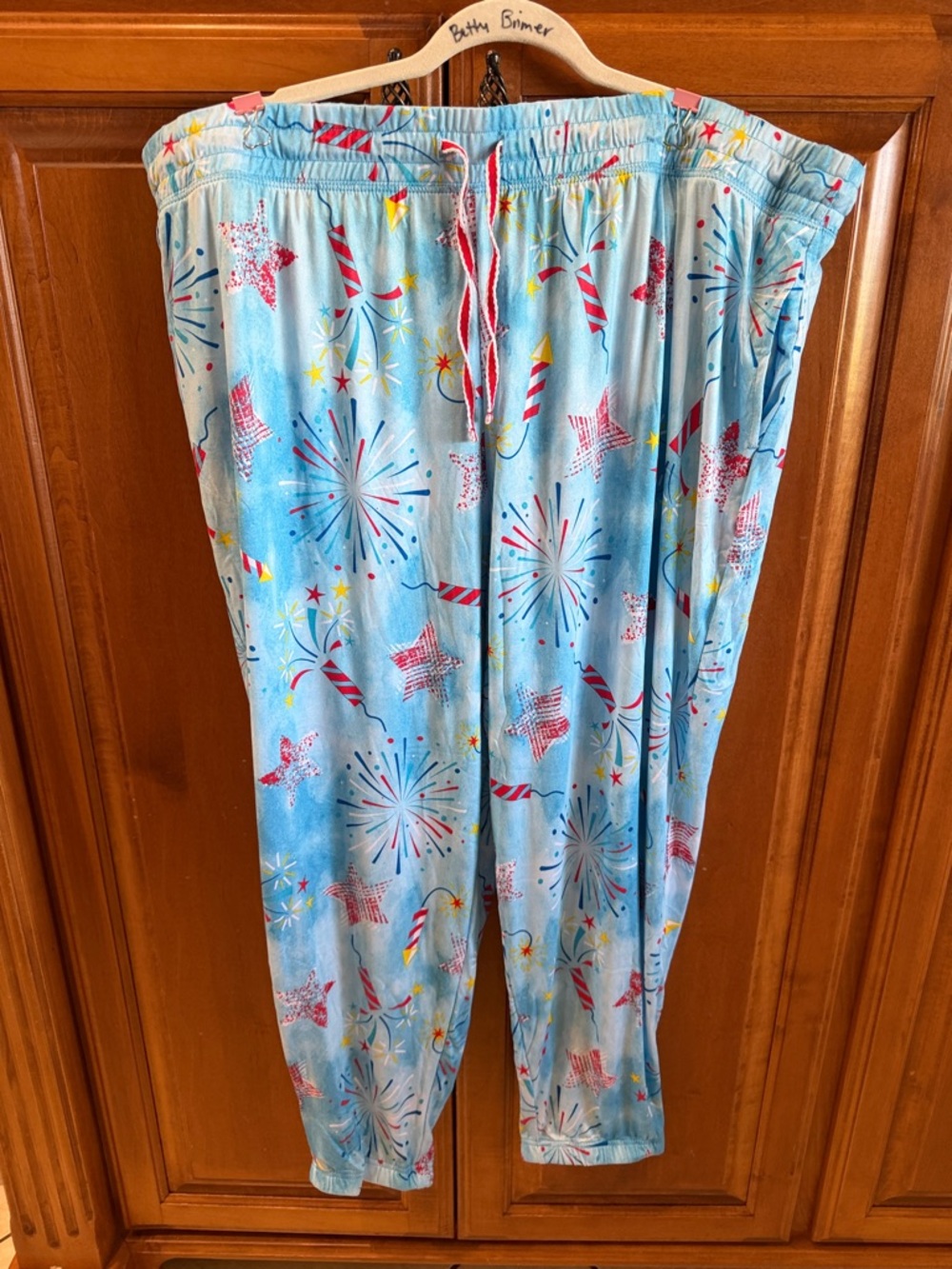 Light Blue Firework Print Women's Pajama Pants